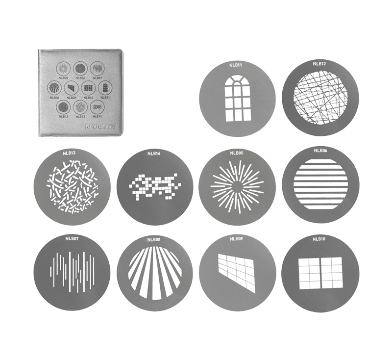 Nanlite Bowens Mount Projection Attachment GOBO Set 1 (10pcs in one set) (AS-GB-B-SET1)
