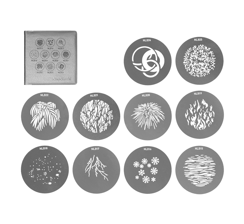 Nanlite Bowens Mount Projection Attachment GOBO Set 2 (10pcs in one set) (AS-GB-B-SET2)